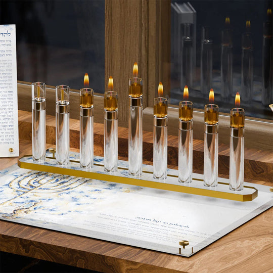 Modern Tube Menorah - Gold