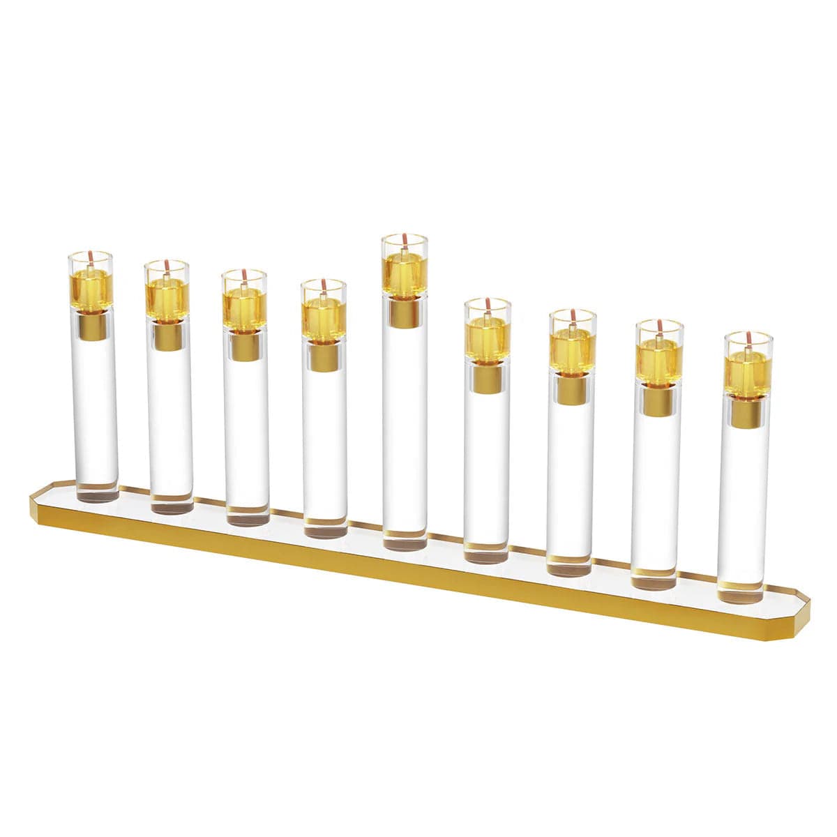 Feldart Menorahs Modern Tube Menorah - Gold