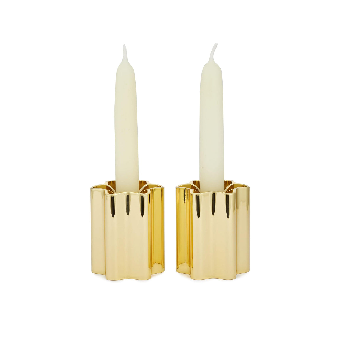 Modern Mensch - Modern Mensch Shabbat Candle Holders - Brass - ModernTribe