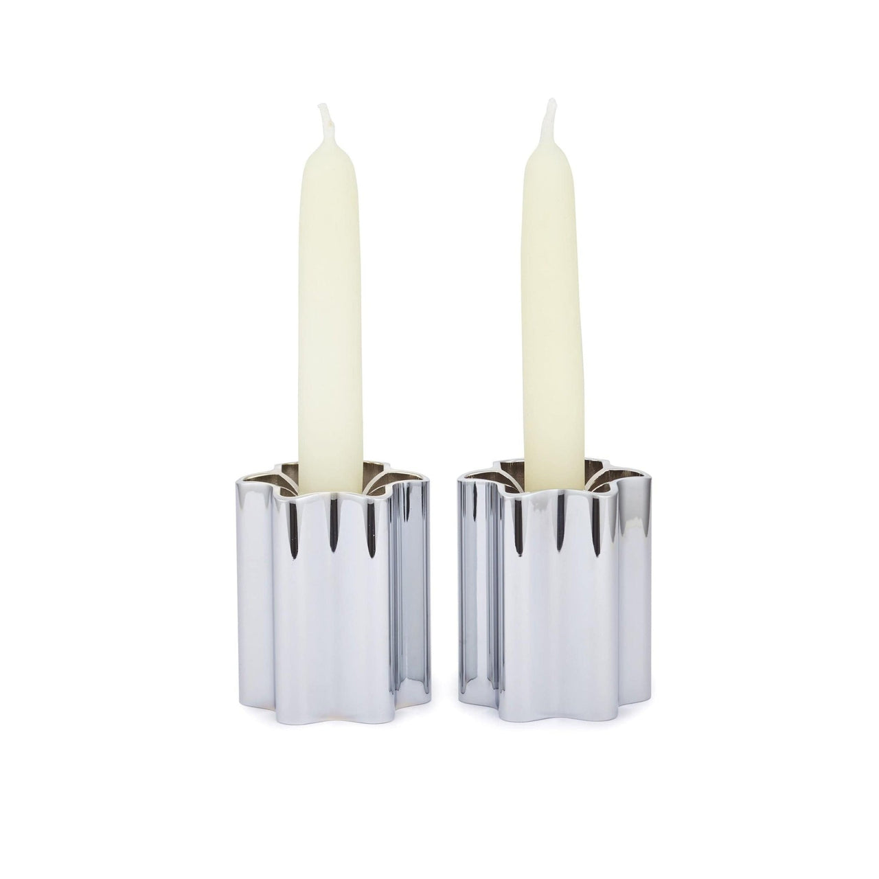Modern Mensch - Modern Mensch Shabbat Candle Holders - Chrome - ModernTribe