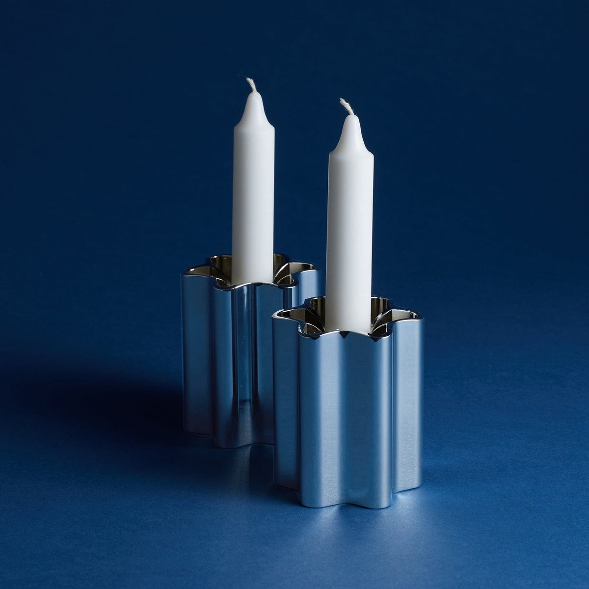 Modern Mensch - Modern Mensch Shabbat Candle Holders - Chrome - ModernTribe