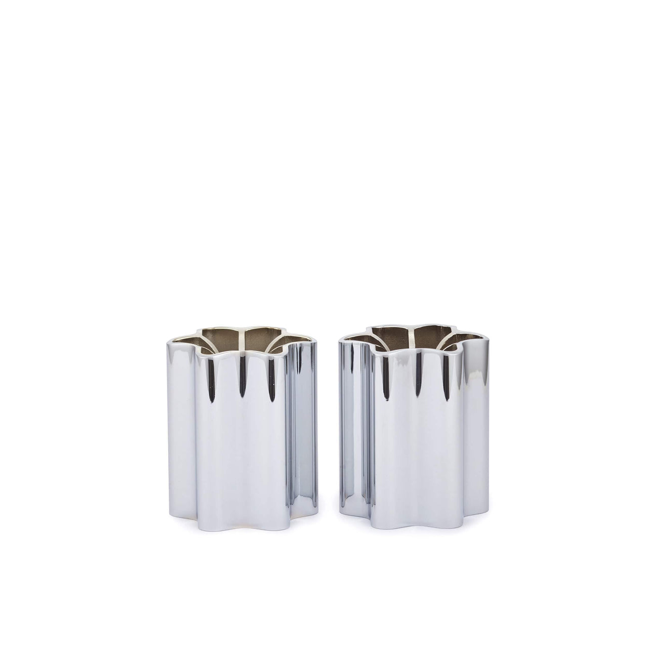 Modern Mensch - Modern Mensch Shabbat Candle Holders - Chrome - ModernTribe