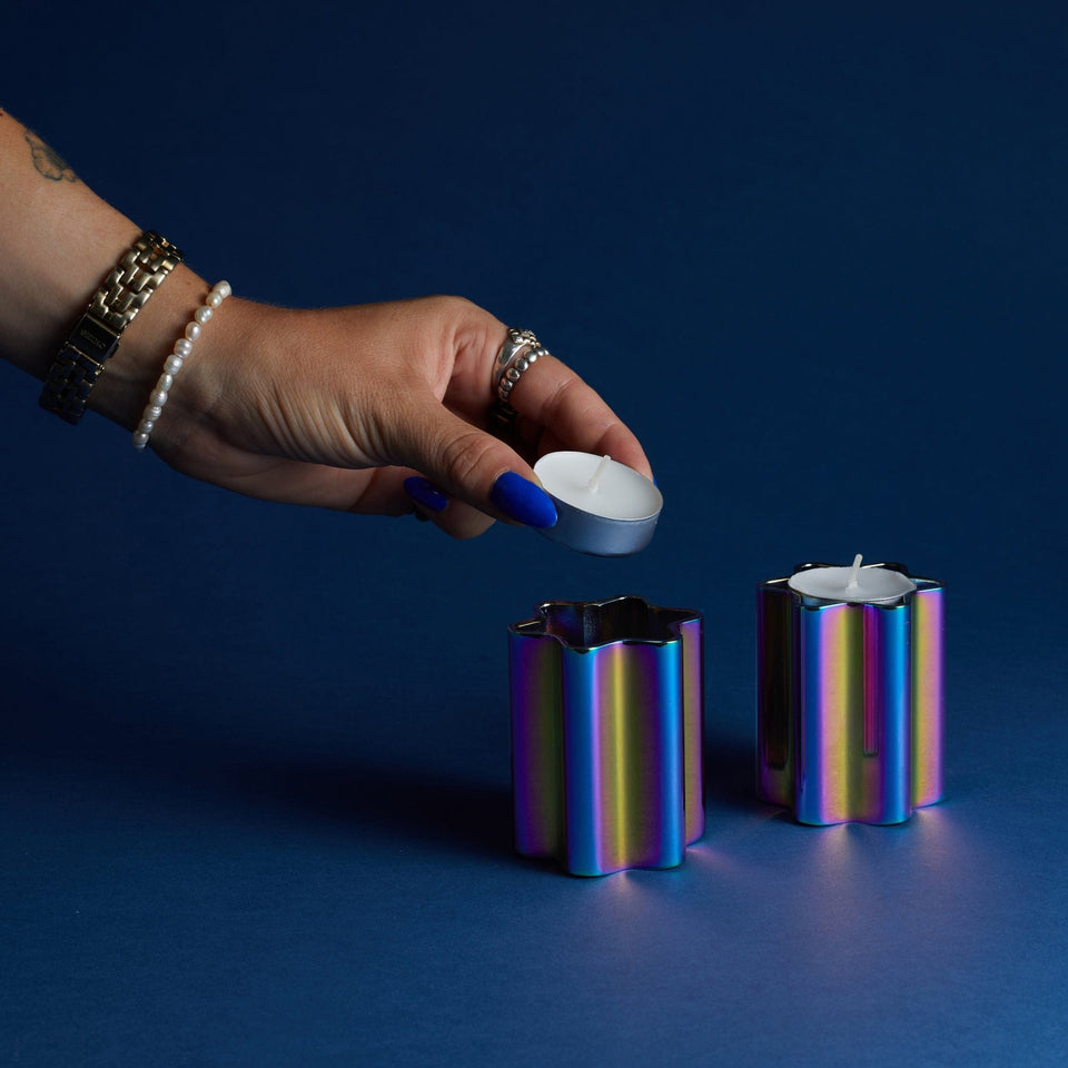 Modern Mensch - Modern Mensch Shabbat Candle Holders - Rainbow - ModernTribe