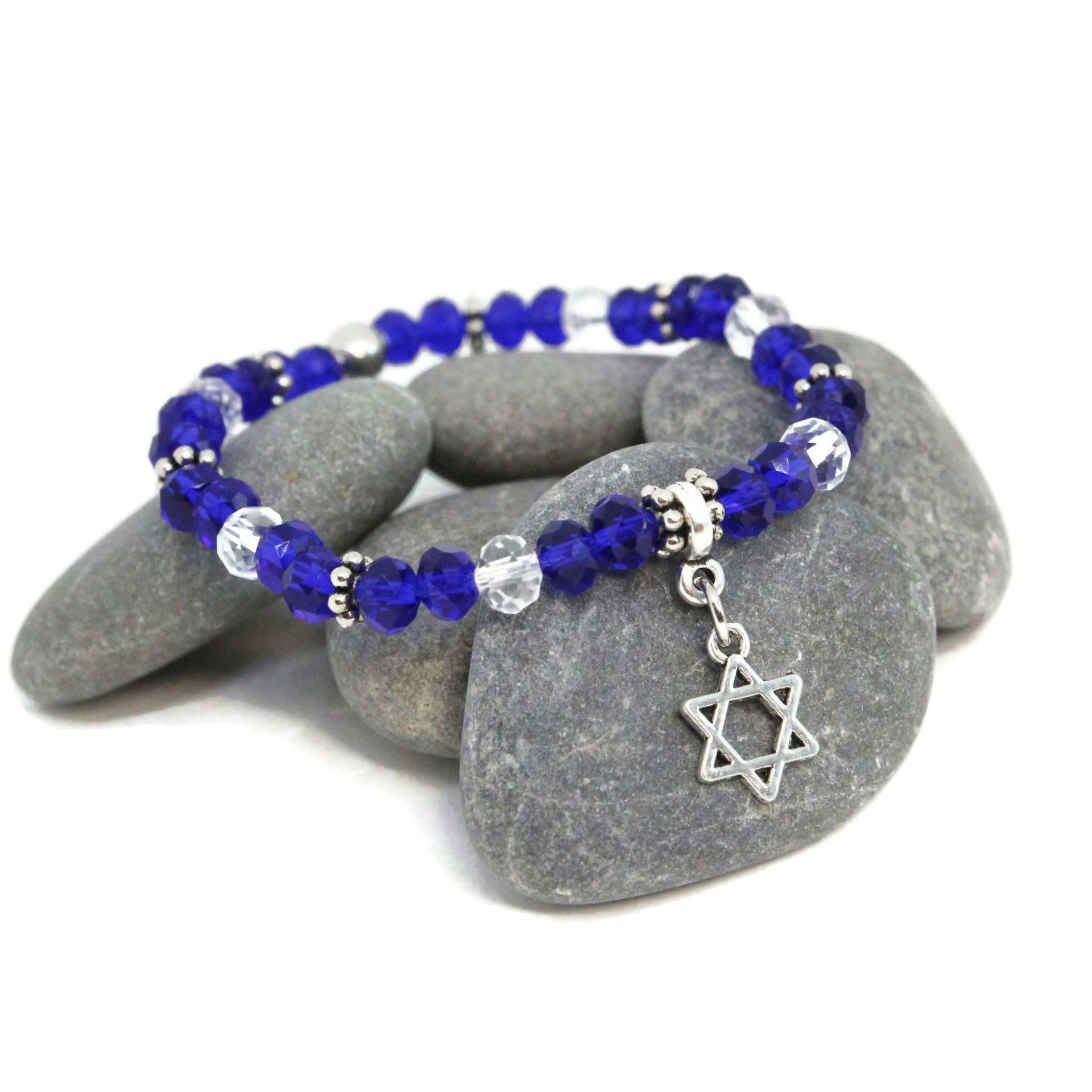 My Tribe by Sea Ranch Jewelry Bracelets Blue Glass Star of David Charm Stretch Bracelet