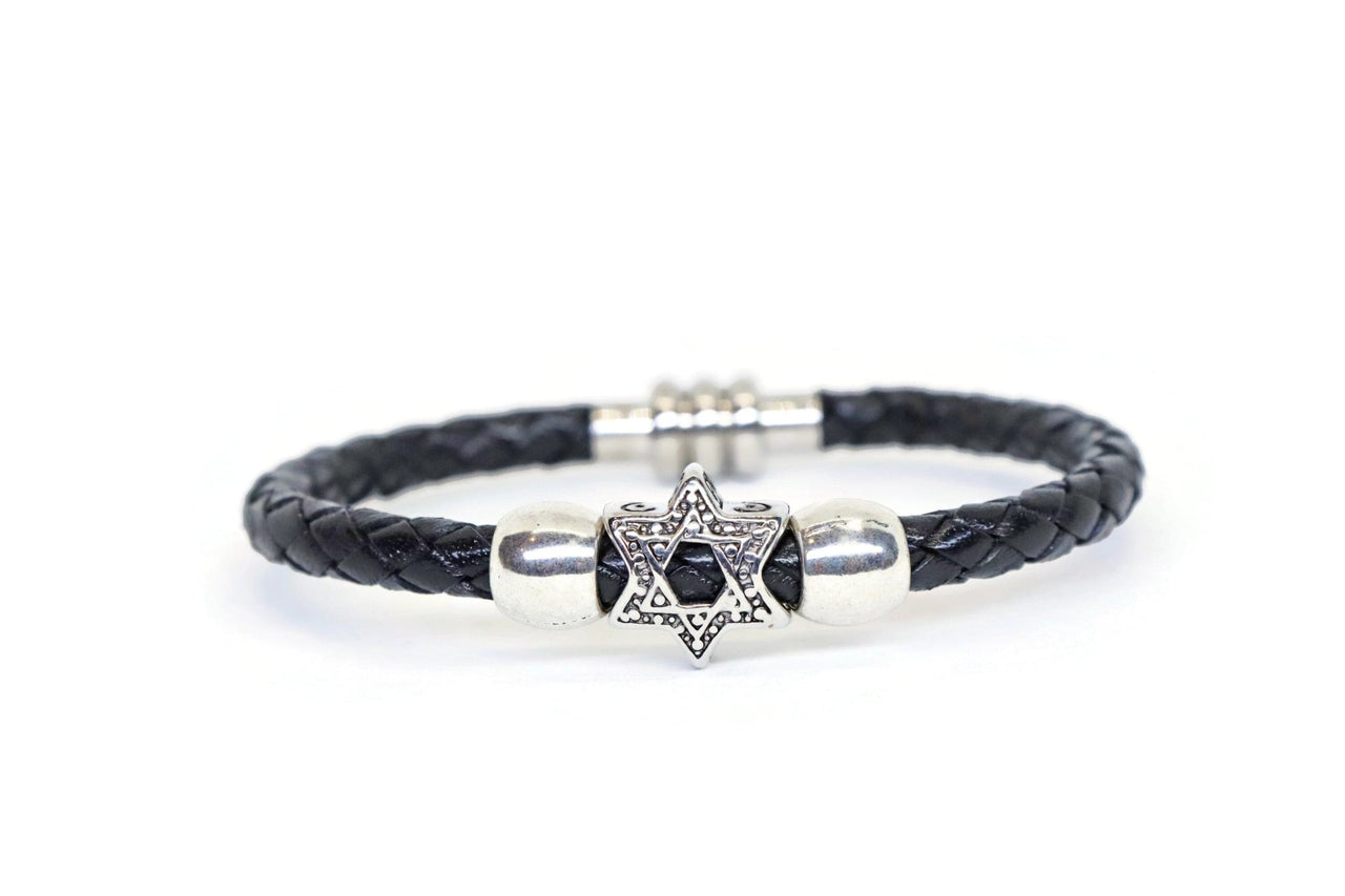 My Tribe by Sea Ranch Jewelry - Silver Star of David Leather Bracelet - 7" or 8" - ModernTribe