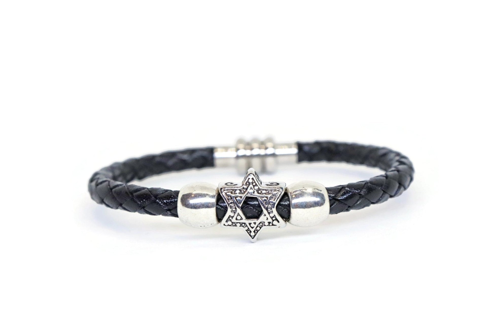 My Tribe by Sea Ranch Jewelry - Silver Star of David Leather Bracelet - 7" or 8" - ModernTribe