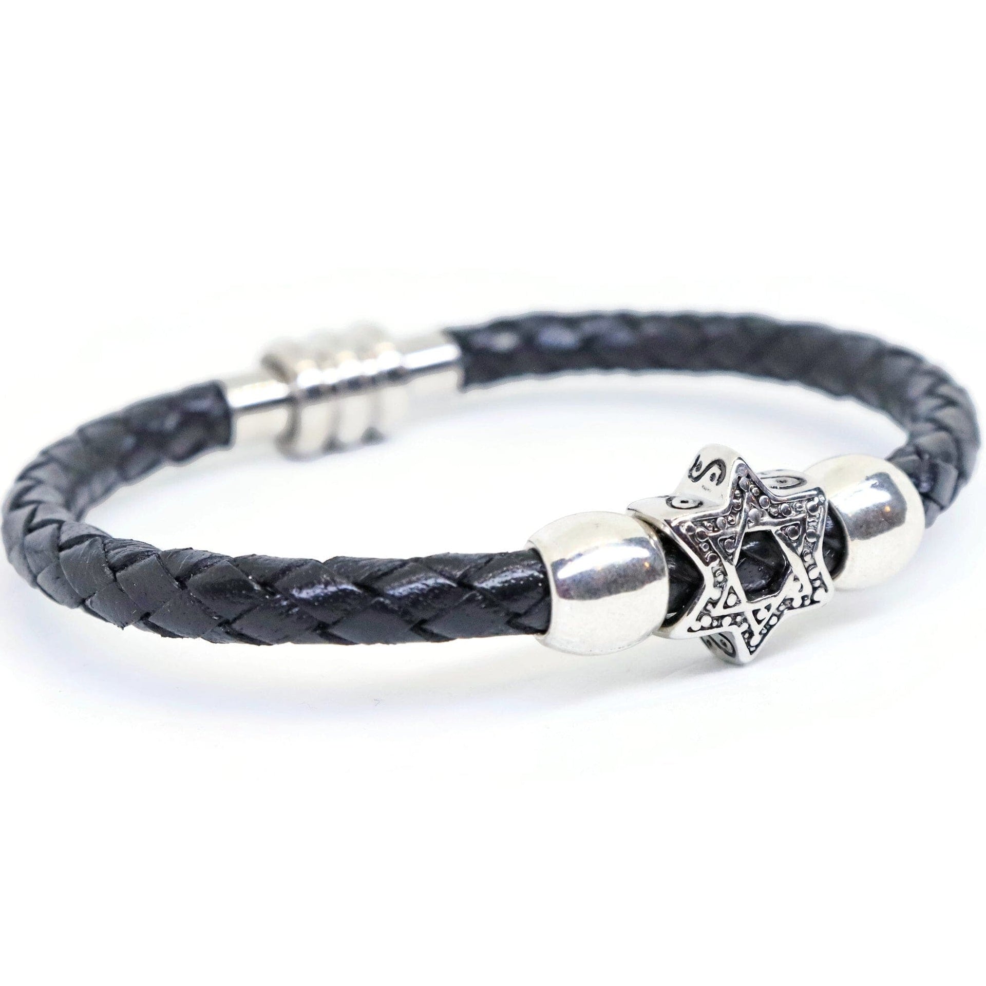 My Tribe by Sea Ranch Jewelry - Silver Star of David Leather Bracelet - 7" or 8" - ModernTribe