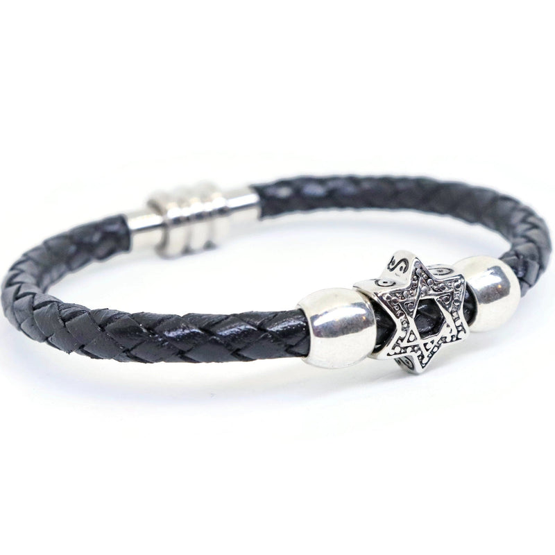 My Tribe by Sea Ranch Jewelry - Silver Star of David Leather Bracelet - 7" or 8" - ModernTribe