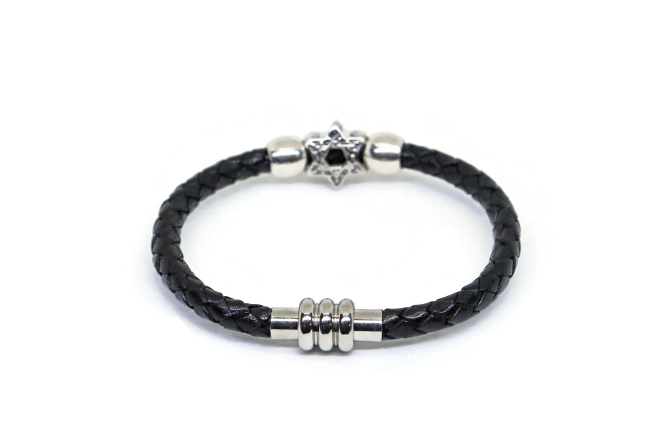 My Tribe by Sea Ranch Jewelry - Silver Star of David Leather Bracelet - 7" or 8" - ModernTribe