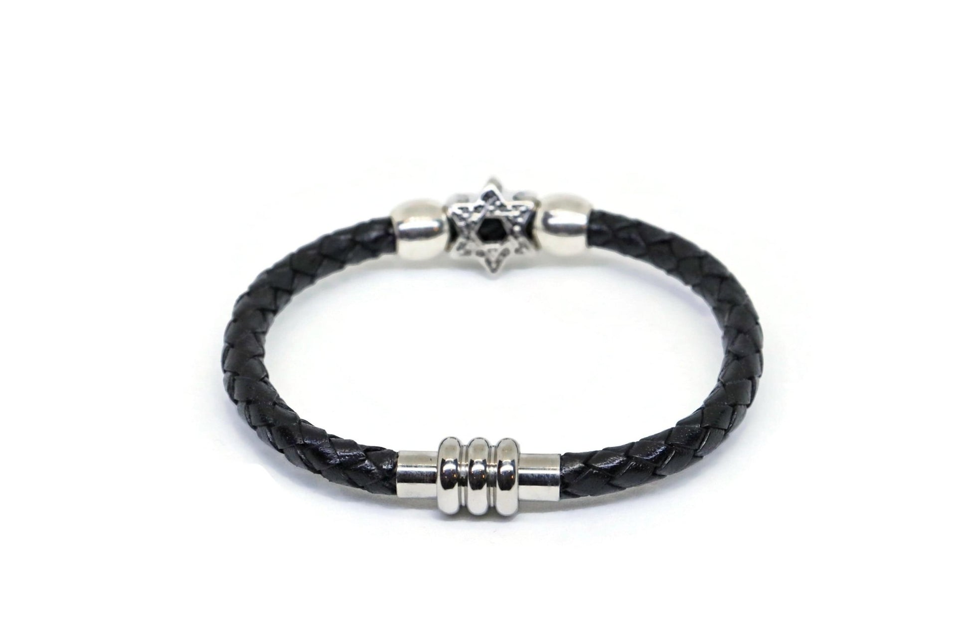 My Tribe by Sea Ranch Jewelry - Silver Star of David Leather Bracelet - 7" or 8" - ModernTribe