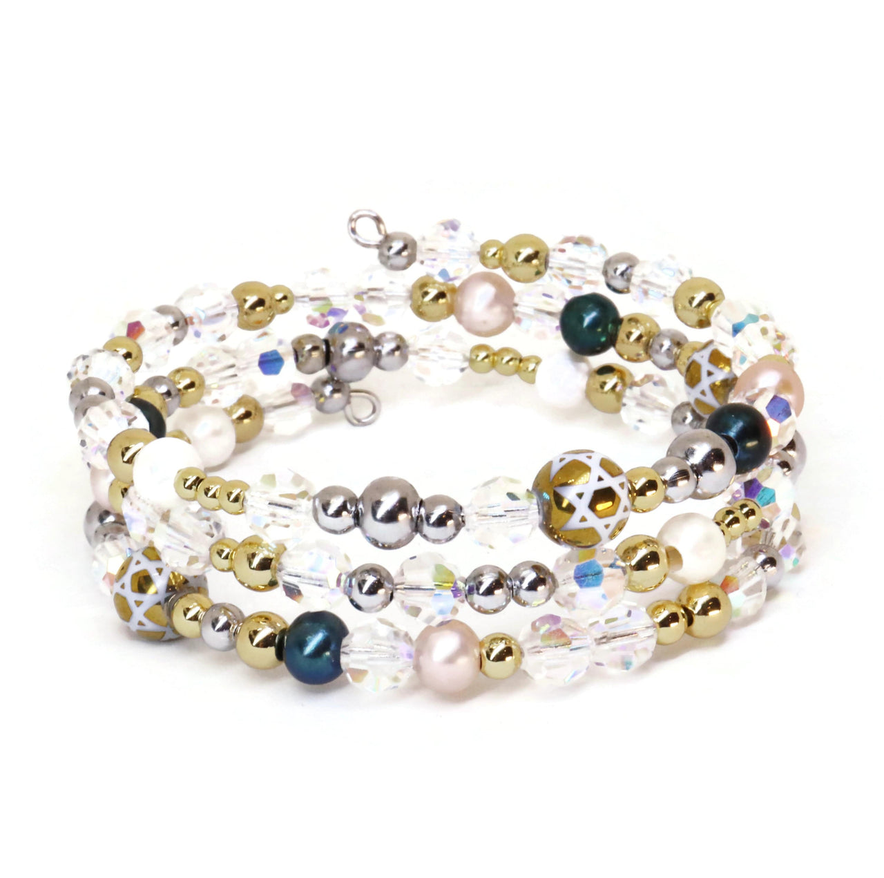My Tribe by Sea Ranch Jewelry - Aurum Memory Star of David Wire Bracelet - Pearl and 18k Gold - ModernTribe