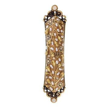 Michal Golan Mezuzahs Gold and Pearl Mezuzah by Michal Golan