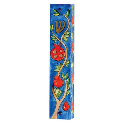 Yair Emanuel Mezuzahs Colorful Wooden Pomegranate Tree Mezuzah by Yair Emanuel