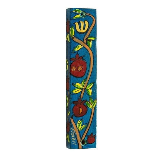 Colorful Wooden Pomegranate Tree Mezuzah by Yair Emanuel