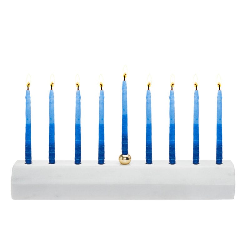 Godinger - Faceted Marble Menorah With Brass Candleholder - ModernTribe