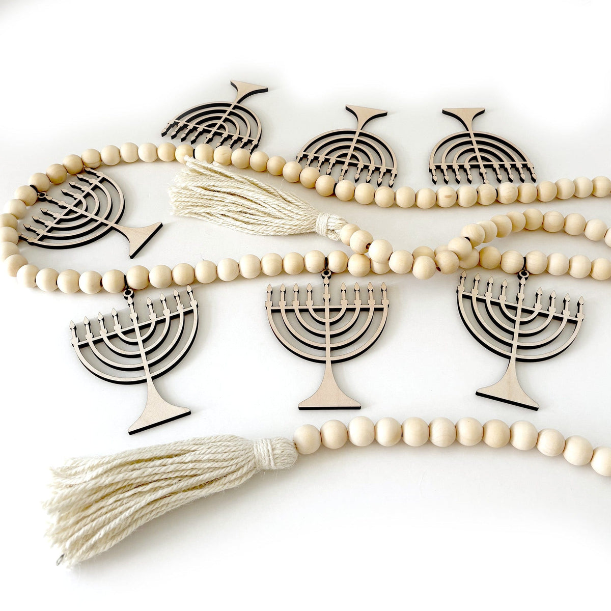 Inspired Indigo Garlands Laser-Cut Menorah Wood Garland