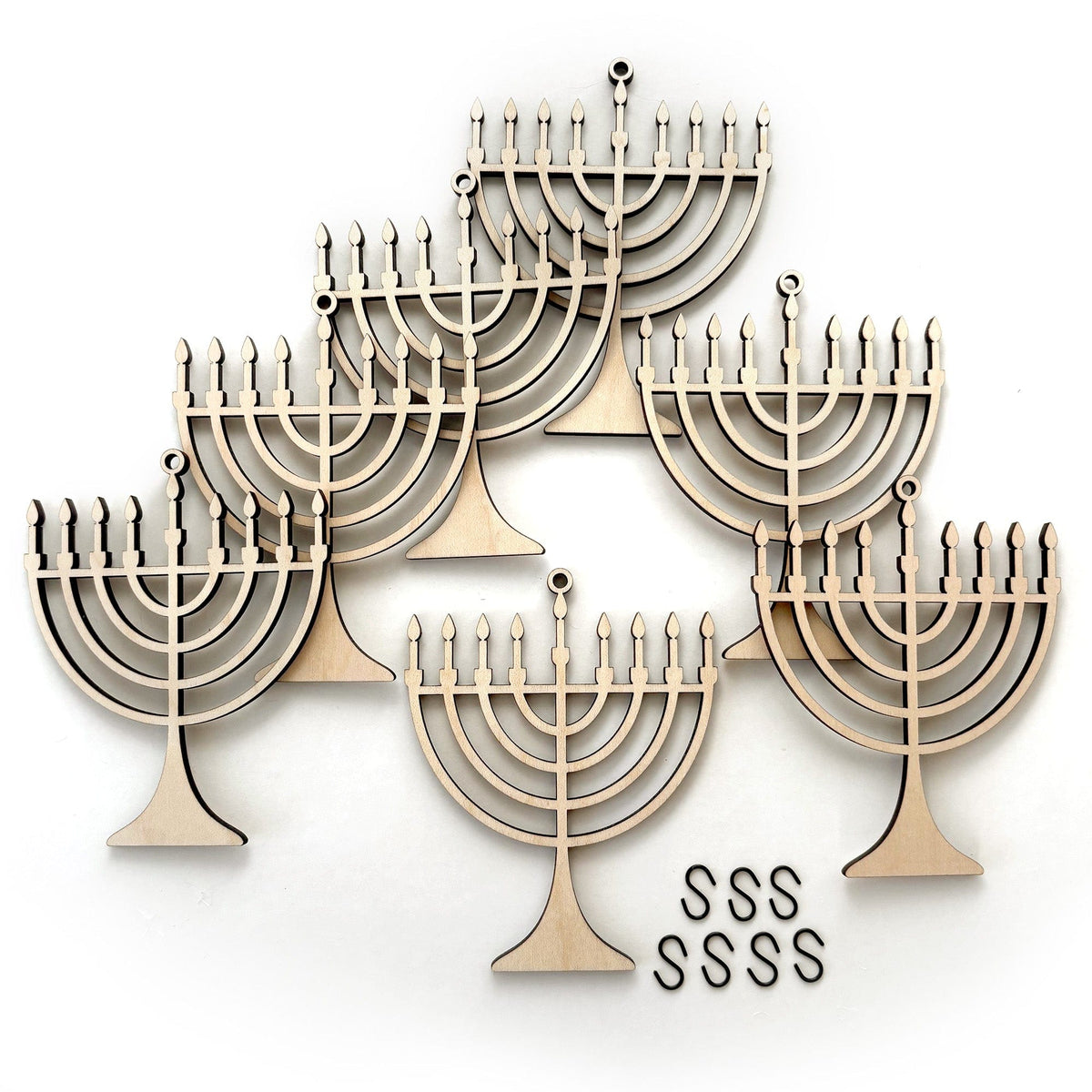 Inspired Indigo Garlands Laser-Cut Menorah Wood Garland