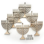 Inspired Indigo Garlands Laser-Cut Menorah Wood Garland