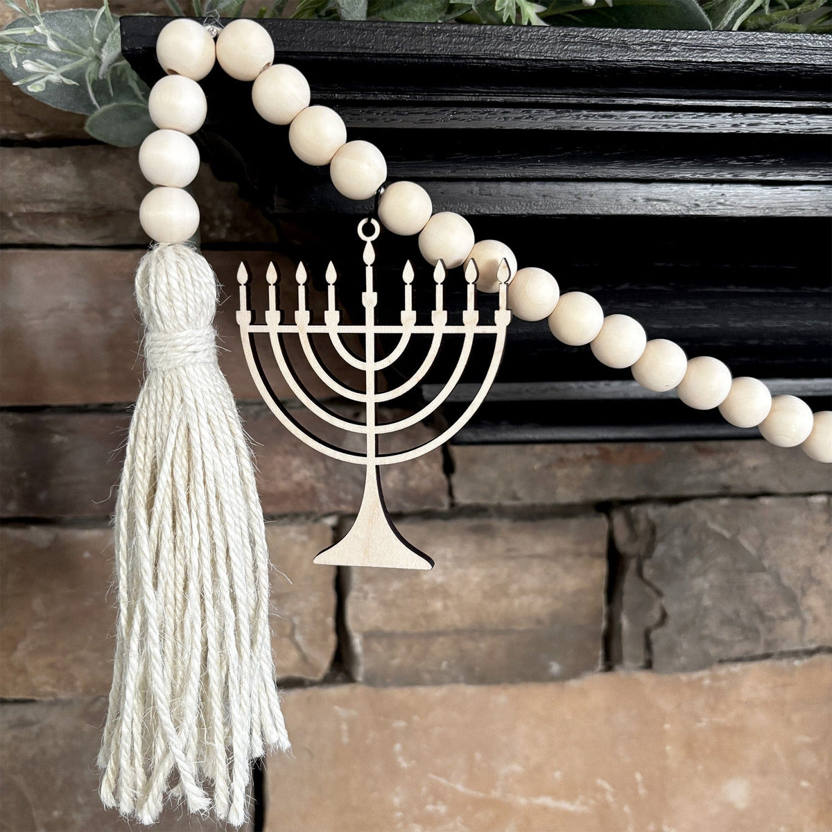 Inspired Indigo Garlands Laser-Cut Menorah Wood Garland