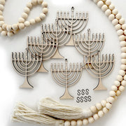 Inspired Indigo Garlands Laser-Cut Menorah Wood Garland