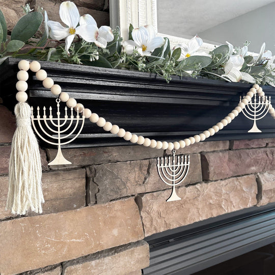 Laser-Cut Menorah Wood Garland