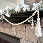 Inspired Indigo Garlands Laser-Cut Menorah Wood Garland