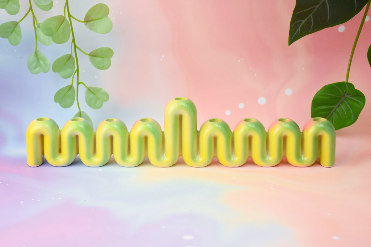 Feldi Studios Menorahs Handmade Rainbow Sherbet Swiggle Menorah