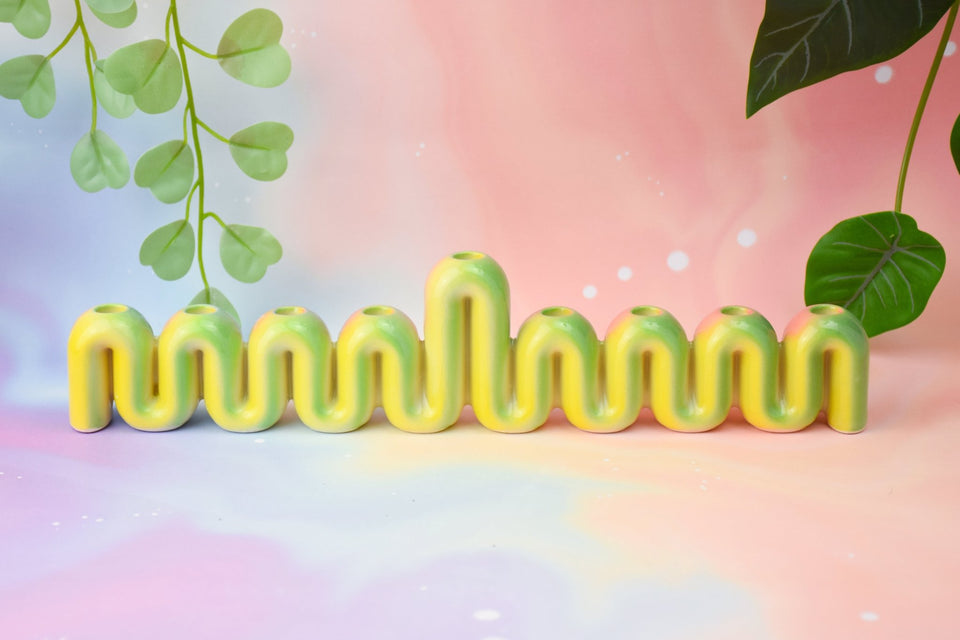 Feldi Studios - Handmade Rainbow Sherbet Swiggle Menorah - ModernTribe