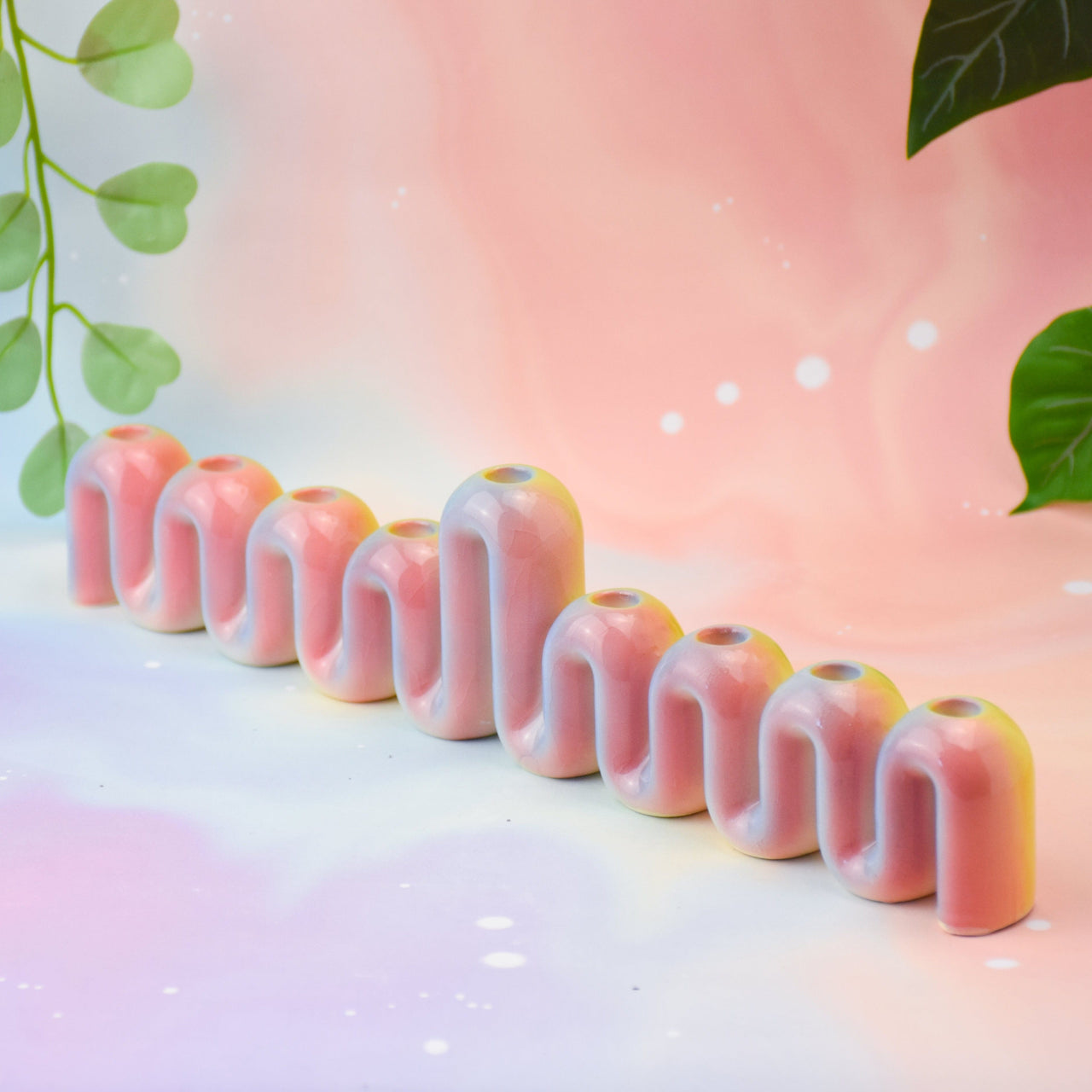 Feldi Studios Menorahs Handmade Rainbow Sherbet Swiggle Menorah