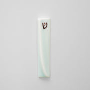 Green Judaica - Handmade Soft Blue Porcelain and Platinum Mezuzah - ModernTribe