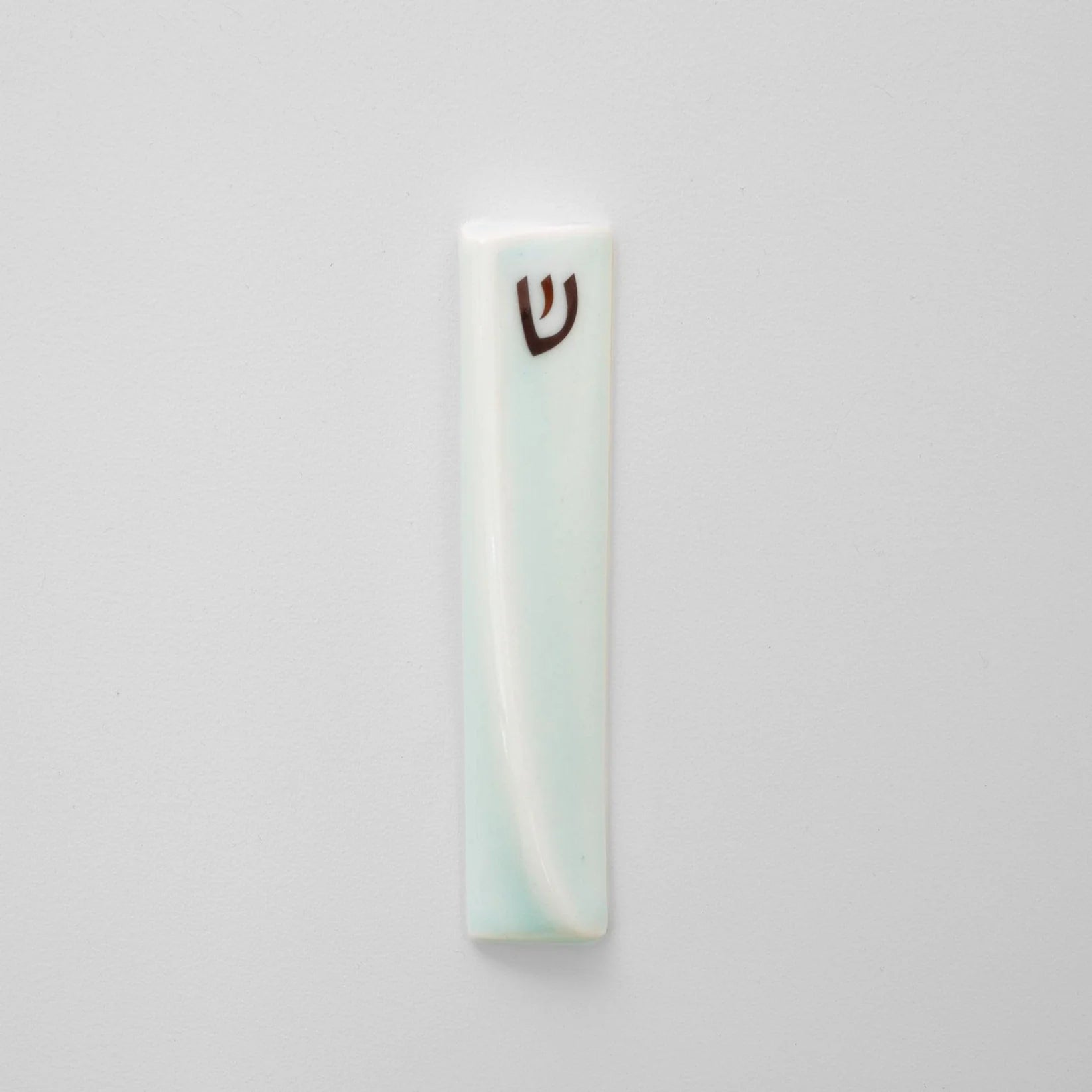 Green Judaica - Handmade Soft Blue Porcelain and Platinum Mezuzah - ModernTribe