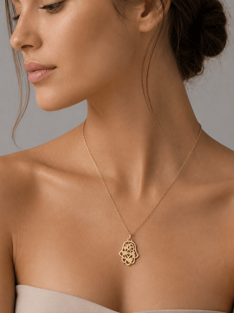 Miriam Merenfeld Jewelry Necklaces Mia Good Luck Hamsa Necklace by Miriam Merenfeld - (Gold-Plated or Sterling Silver)