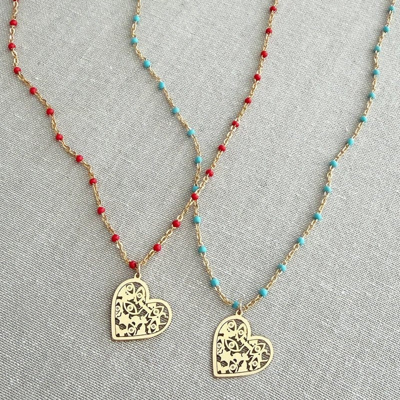 Miriam Merenfeld Jewelry - Mia Turquoise Good Luck Gold - Plated Necklace by Miriam Merenfeld - (Star of David or Heart) - ModernTribe