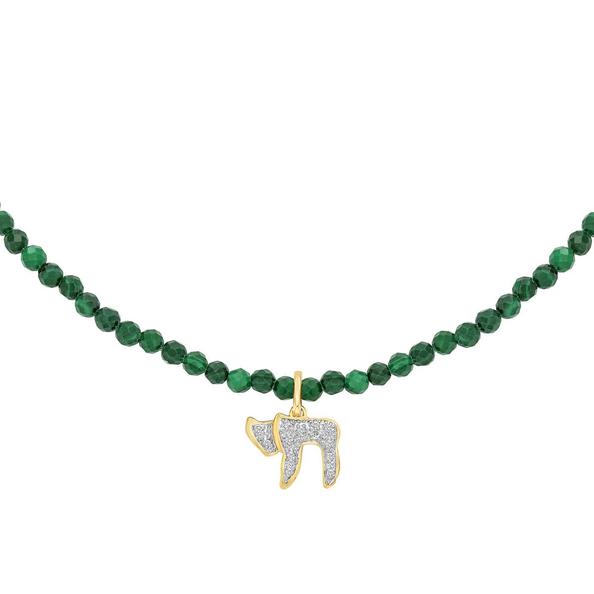 LeahJessica Jewelry - Diamond Chai Emerald Beads Necklace by LeahJessica Jewelry - ModernTribe
