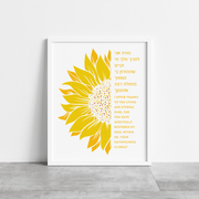 The Verse Prints White Wood Frame / 8x12 Modeh Ani Prayer Golden Sunflower Print
