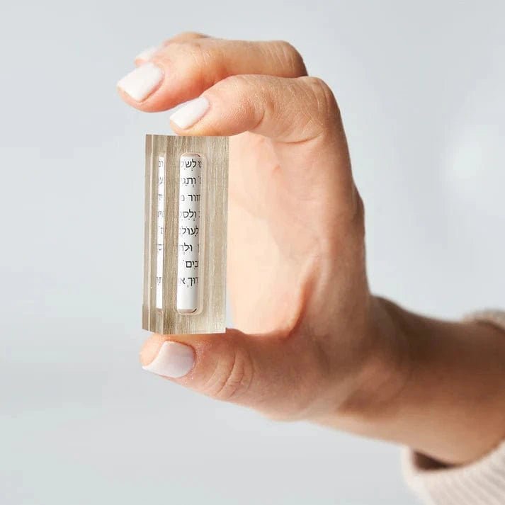 Apeloig Collection - Acrylic Car Mezuzah with Traveler’s Prayer - Choice of Color - ModernTribe