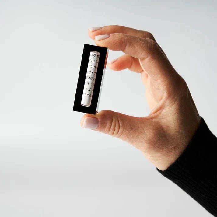 Apeloig Collection - Acrylic Car Mezuzah with Traveler’s Prayer - Choice of Color - ModernTribe