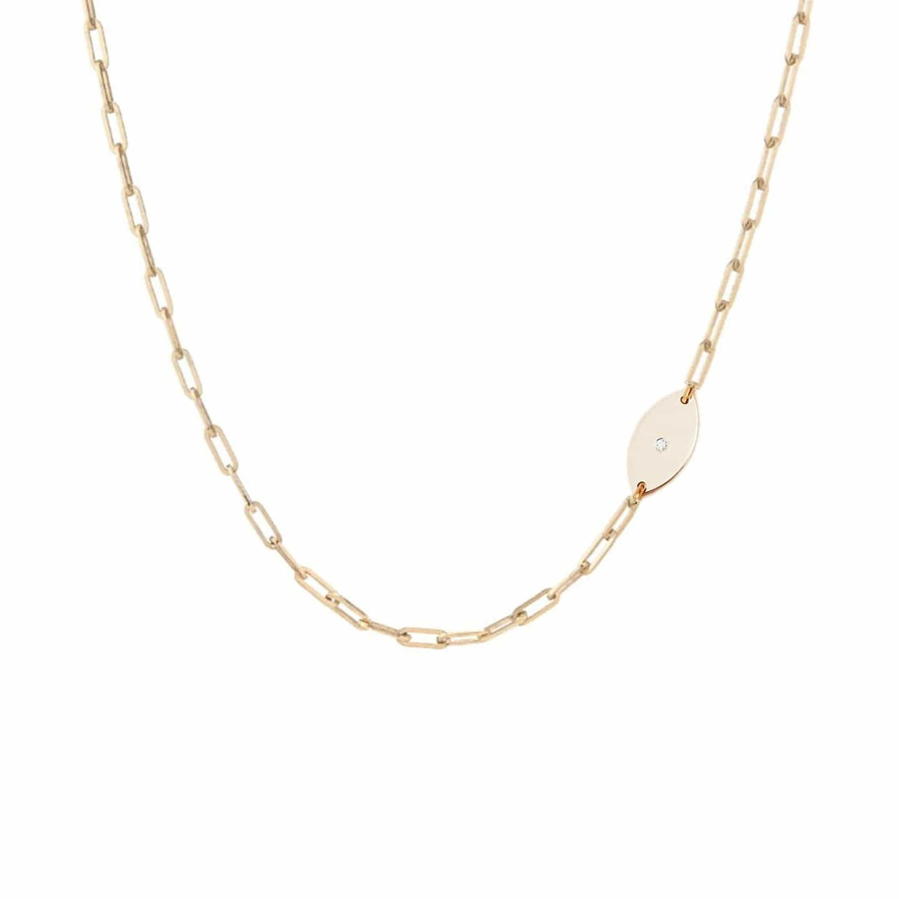 Miriam Merenfeld Jewelry Necklaces Dani Evil Eye Diamond Paperclip Necklace - (Sterling Silver, Gold Plated, or Two-Tone)