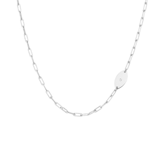 Dani Evil Eye Diamond Paperclip Necklace - (Sterling Silver, Gold-Plated, or Two-Tone)