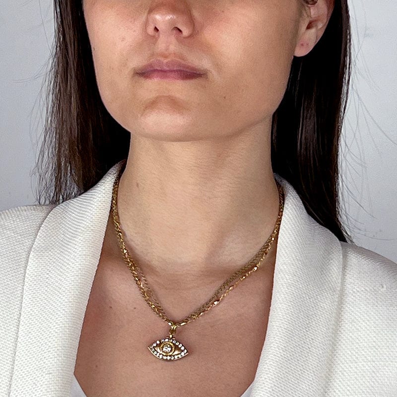 Michal Golan - Swarovski Crystals Gold Evil Eye Necklace by Michal Golan - ModernTribe