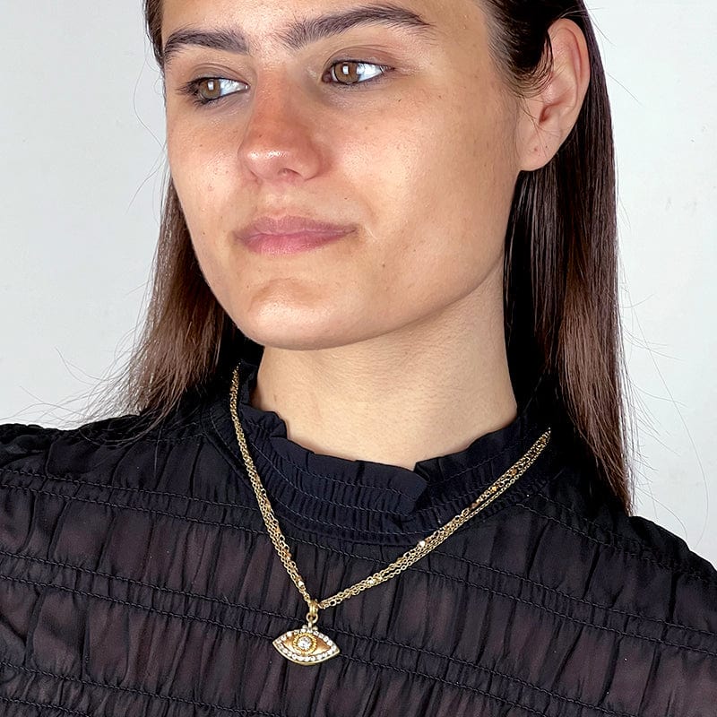 Michal Golan - Swarovski Crystals Gold Evil Eye Necklace by Michal Golan - ModernTribe