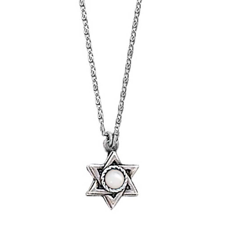 Michal Golan Necklaces Mother of Pearl and Silver Star of David Necklace by Michal Golan