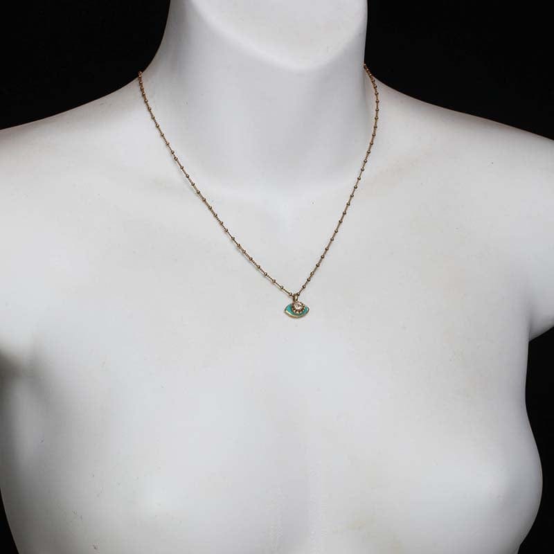 Michal Golan - Mini Aqua and Gold Eye Necklace by Michal Golan - ModernTribe