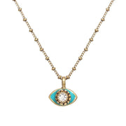 Michal Golan Necklaces Mini Aqua and Gold Eye Necklace by Michal Golan