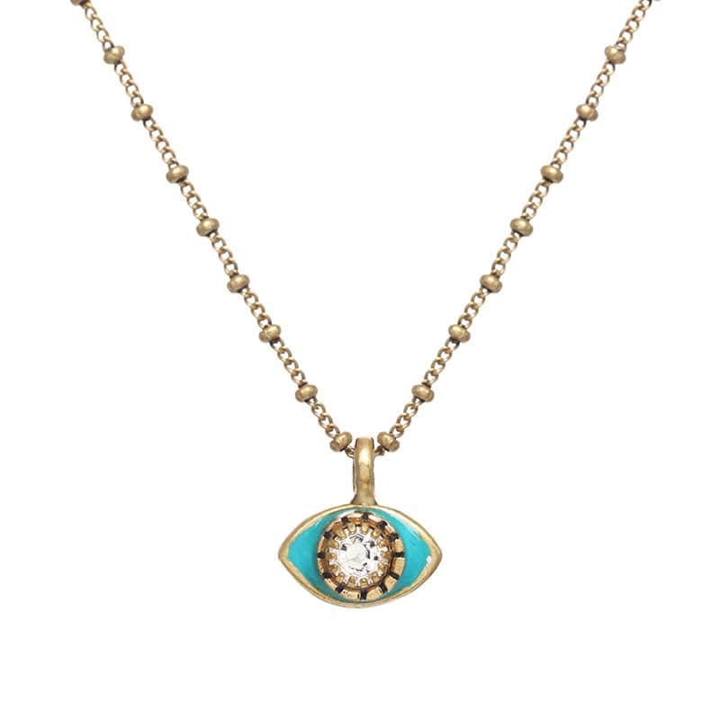 Michal Golan - Mini Aqua and Gold Eye Necklace by Michal Golan - ModernTribe
