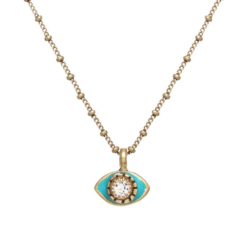 Michal Golan Necklaces Mini Aqua and Gold Eye Necklace by Michal Golan