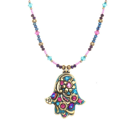 Teal Hamsa Necklace by Michal Golan