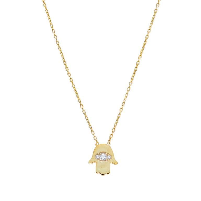 By Adina Eden - Gold - Plated Evil Eye in Hamsa Necklace - ModernTribe