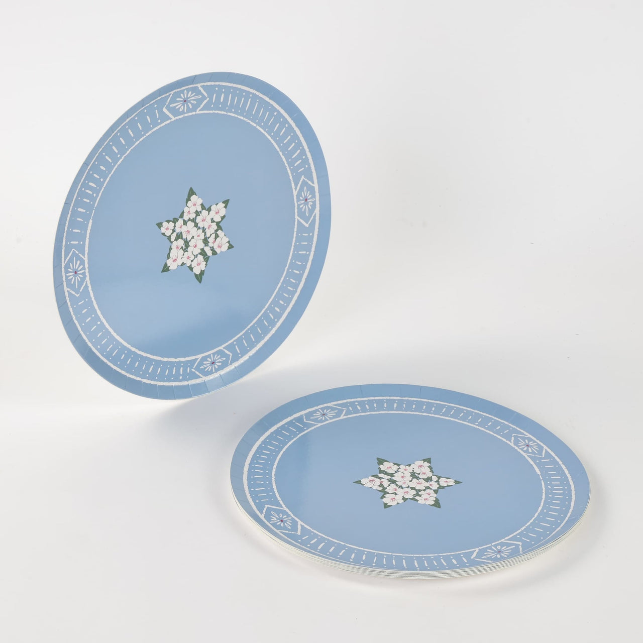 Almond Flower Plates with Star - Set of 8