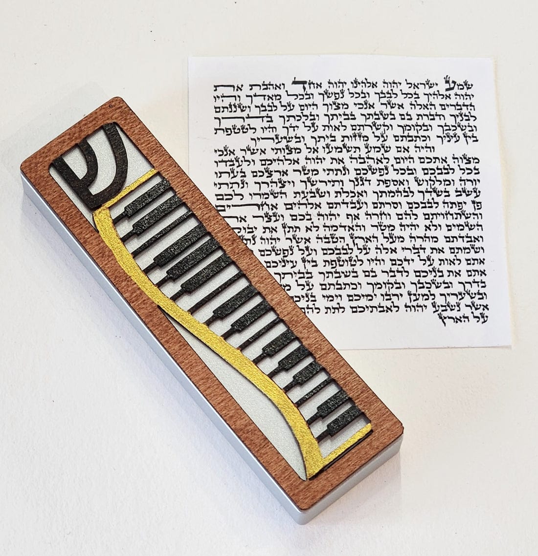 Glenn Grubard Designs Mezuzahs Black Piano Keys Mezuzah by Glenn Grubard - (Black or Gold Shin)